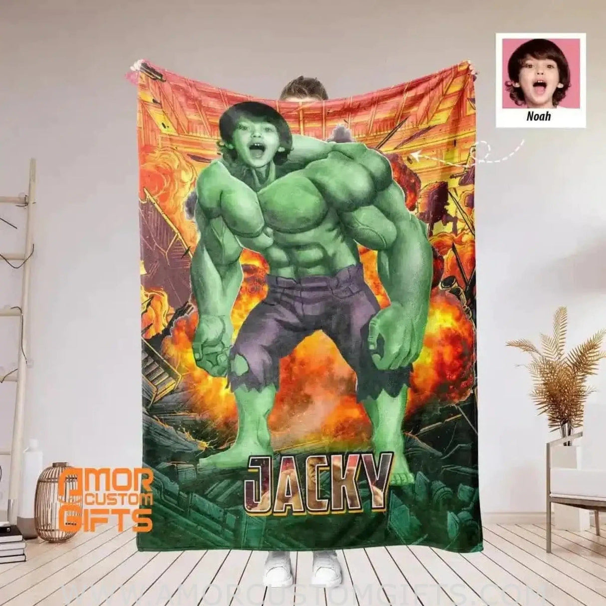Blankets Personalized Superhero Green Monster Hero Blanket | Custom Superhero Green Monster Hero Blanket,  Customized Blanket
