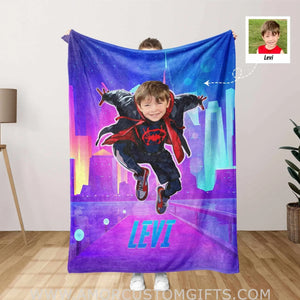 Blankets Personalized Superhero Spider Boy Blanket | Custom Spider Blanket