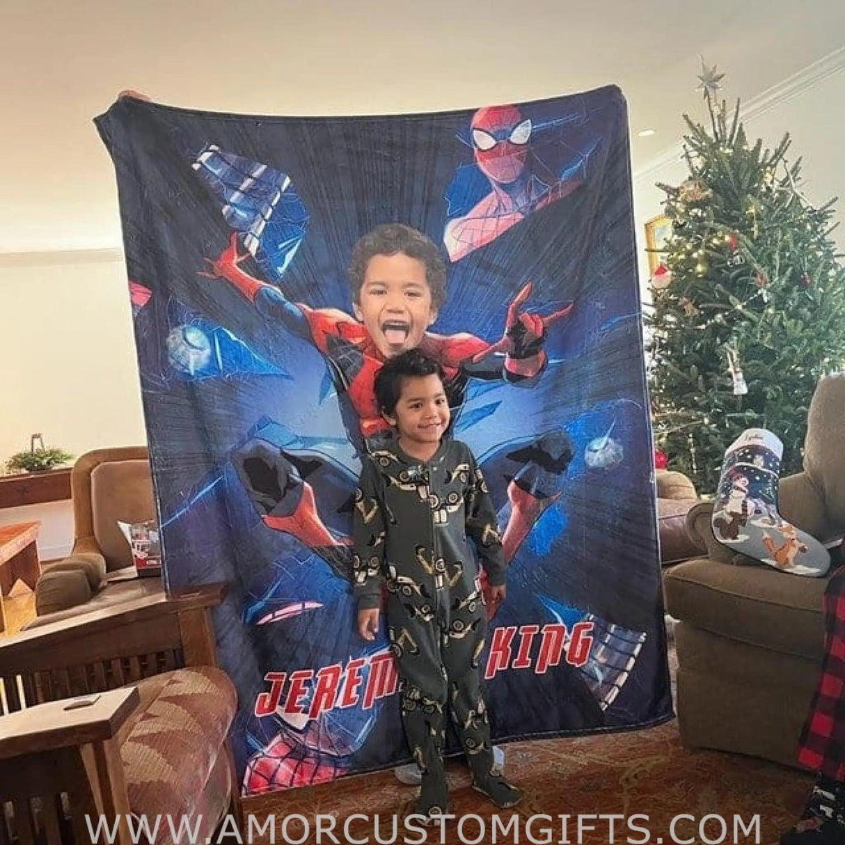 Blankets Personalized Superhero Spider Boy Blanket | Custom Boy Superhero Photo Blanket