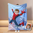 Blankets Personalized Superhero Spider Boy Blanket | Custom Face & Name Boy Superhero Photo Blanket