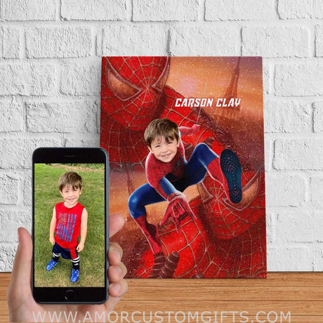 Blankets Personalized Superhero Spider Boy Bright Red Blanket | Custom Spider Blanket