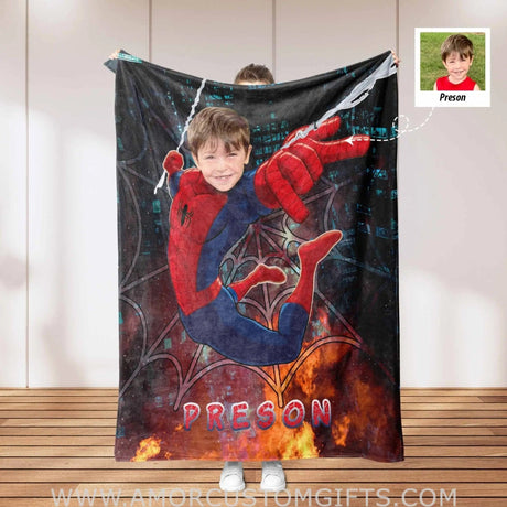 Blankets Personalized Superhero Spiderboy Shooting Webs Blanket | Custom Boy Superboy Blanket,  Customized Blanket
