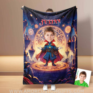 Blankets Personalized Superhero Stranger Boy 6 Blanket | Custom Face & Name Boy Superhero Photo Blanket