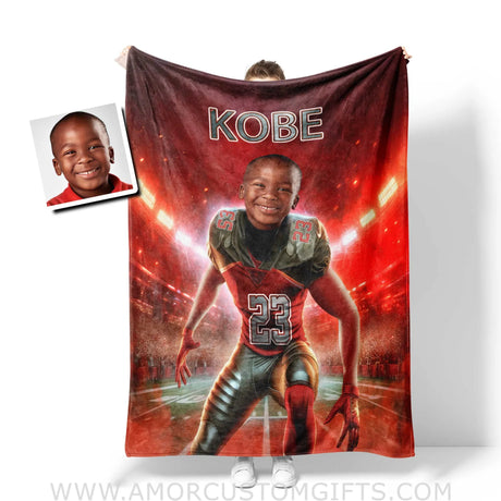 Blankets Personalized Tampa Bay Football Boy Buccaneers Photo Blanket | Custom Name & Face Boy Blanket