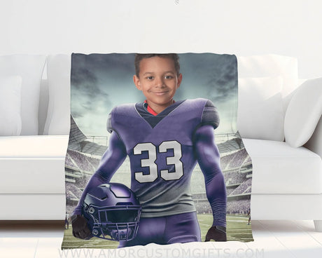 Blankets Personalized TCU Football Boy Horned Frogs Photo Blanket | Custom Name & Face Boy Blanket