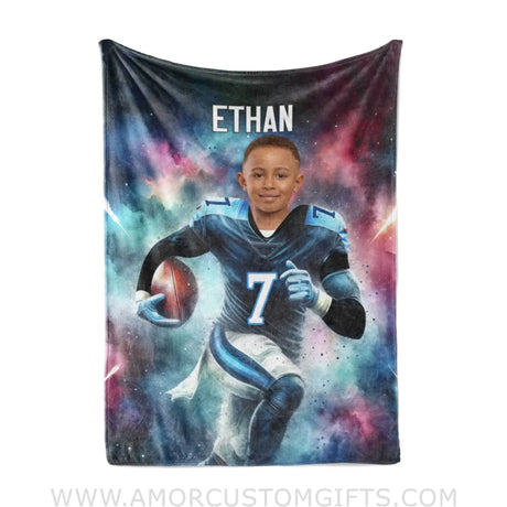 Blankets Personalized Tennessee Football Boy Titans Photo Blanket | Custom Name & Face Boy Blanket
