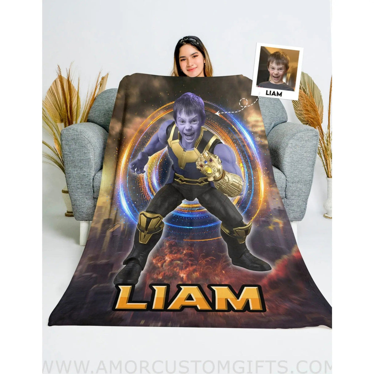 Blankets Personalized Thanos Blanket | Custom Superhero Blanket For Baby Boys