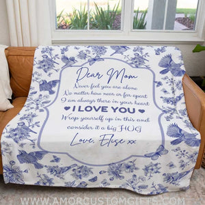 Blanket Personalized to My Mom Butterfly Flowers Blanket, Mother's day blanket for mom, grandma