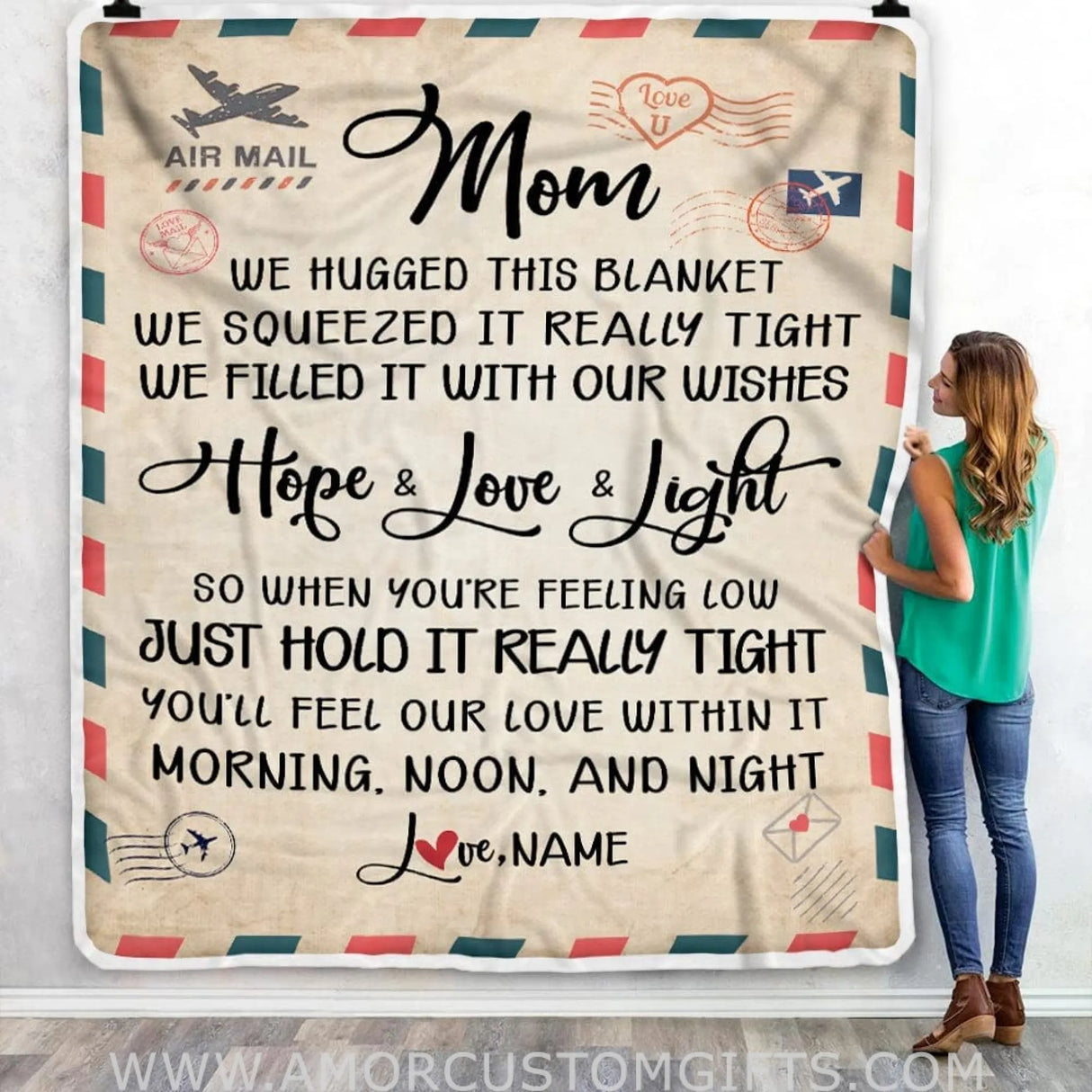 Blanket Personalized to My Mom from Daughter Air Mail blanket, Black Woman African Mom Birthday Mother's Day blanket