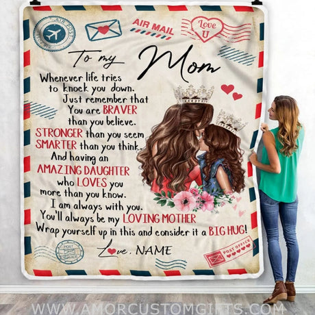 Blanket Personalized to My Mom from Daughter Air Mail blanket, Black Woman African Mom Birthday Mother's Day blanket