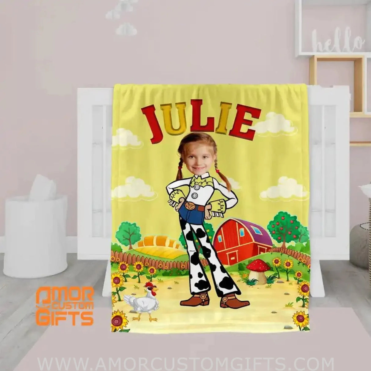 Blankets Personalized Toy Story Farm Girl Photo Blanket