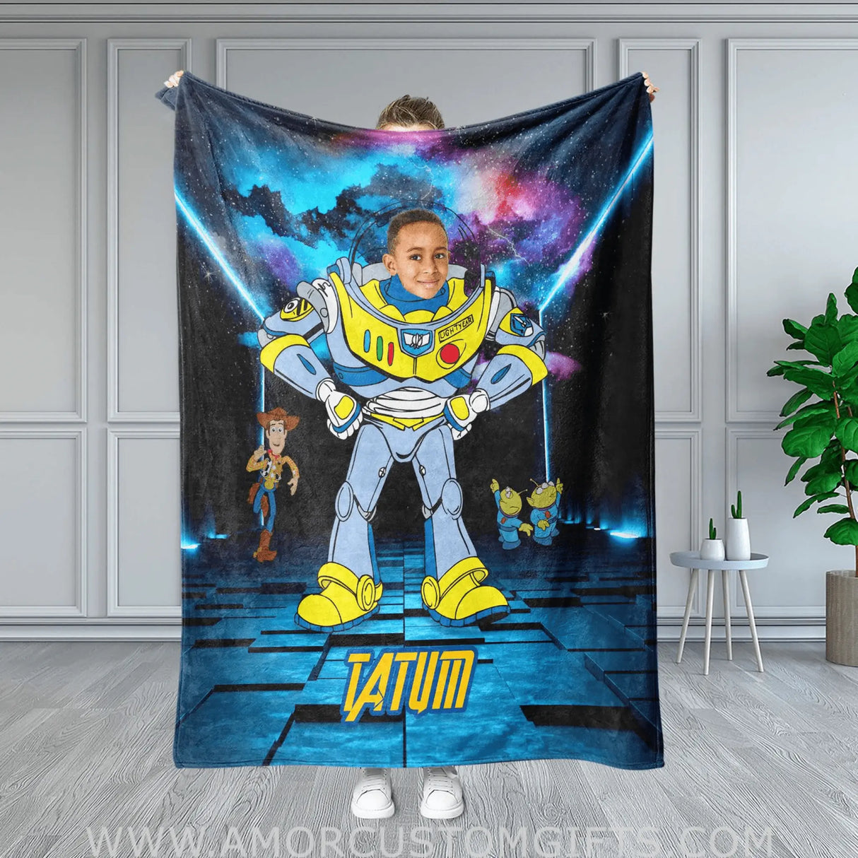 Blankets Personalized Toy Story Light Year Galaxy Space Blanket | Custom Boy Blanket