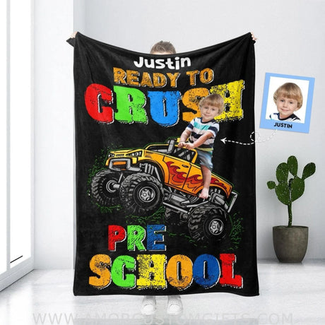 Blankets Personalized Truck School 02 Blanket | Custom School Boy Blanket