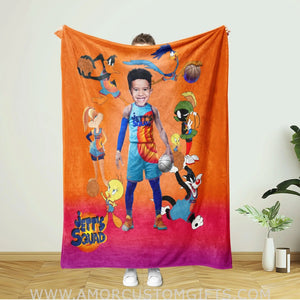 Blankets Personalized Tune Squad Boy Blanket | Custom Face & Name Boy Blanket,  Customized Blanket