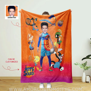 Blankets Personalized Tune Squad Boy Blanket | Custom Face & Name Boy Blanket,  Customized Blanket