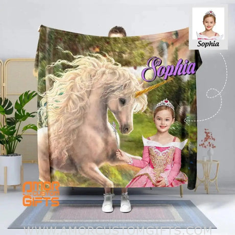 Blankets Personalized Unicorn Princess Blanket | Custom Girl Princess Blanket