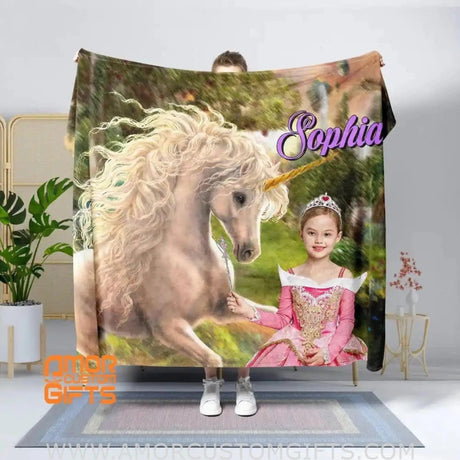 Blankets Personalized Unicorn Princess Blanket | Custom Girl Princess Blanket