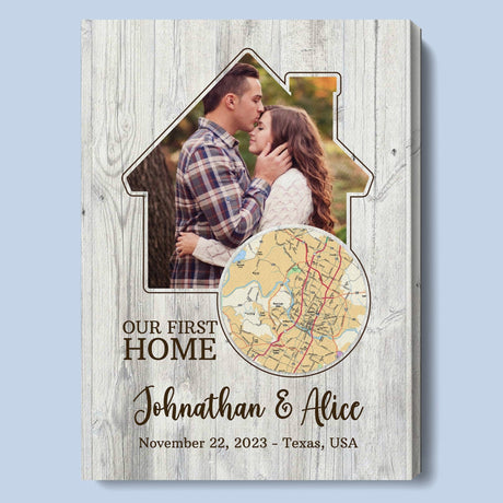 Posters, Prints, & Visual Artwork Personalized Valentine First Home Location - Custom Photo & Name Poster Canvas Print