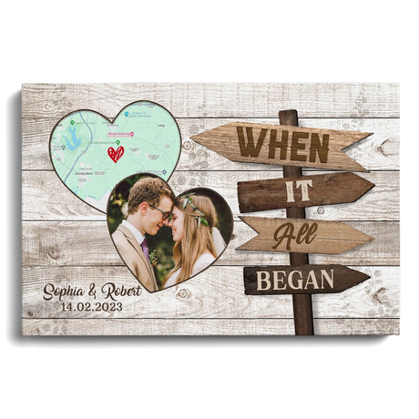 Posters, Prints, & Visual Artwork Personalized Valentine Home Direction - Custom Photo & Name Poster Canvas Print