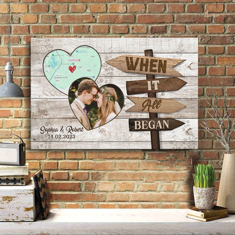 Posters, Prints, & Visual Artwork Personalized Valentine Home Direction - Custom Photo & Name Poster Canvas Print