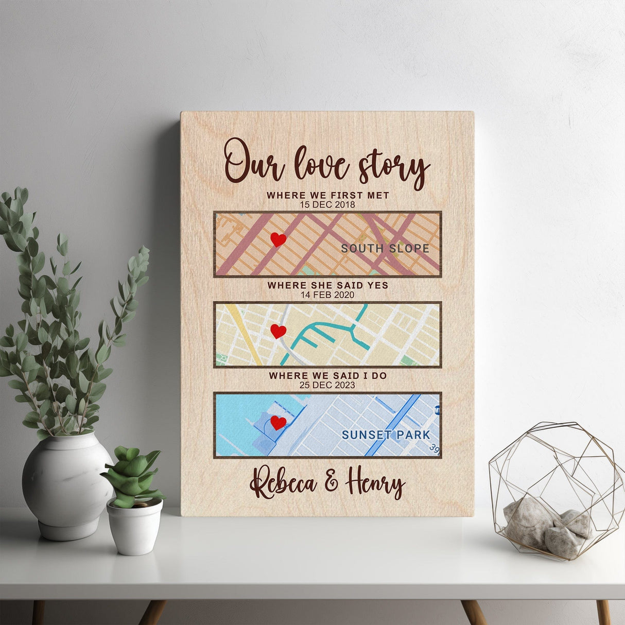Posters, Prints, & Visual Artwork Personalized Valentine Map Location - Custom Map & Name Poster Canvas Print