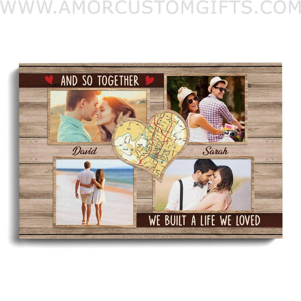 Personalized Valentine Map Location - Custom Photo & Name Poster Canvas ...