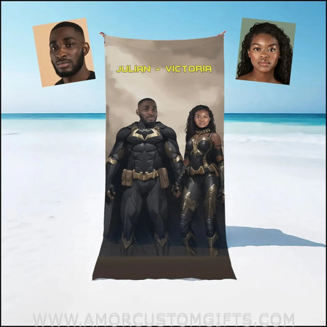 Towels Personalized Valentine's Day African American Batman Beach Towel | Customized Superhero Theme Pool Towel