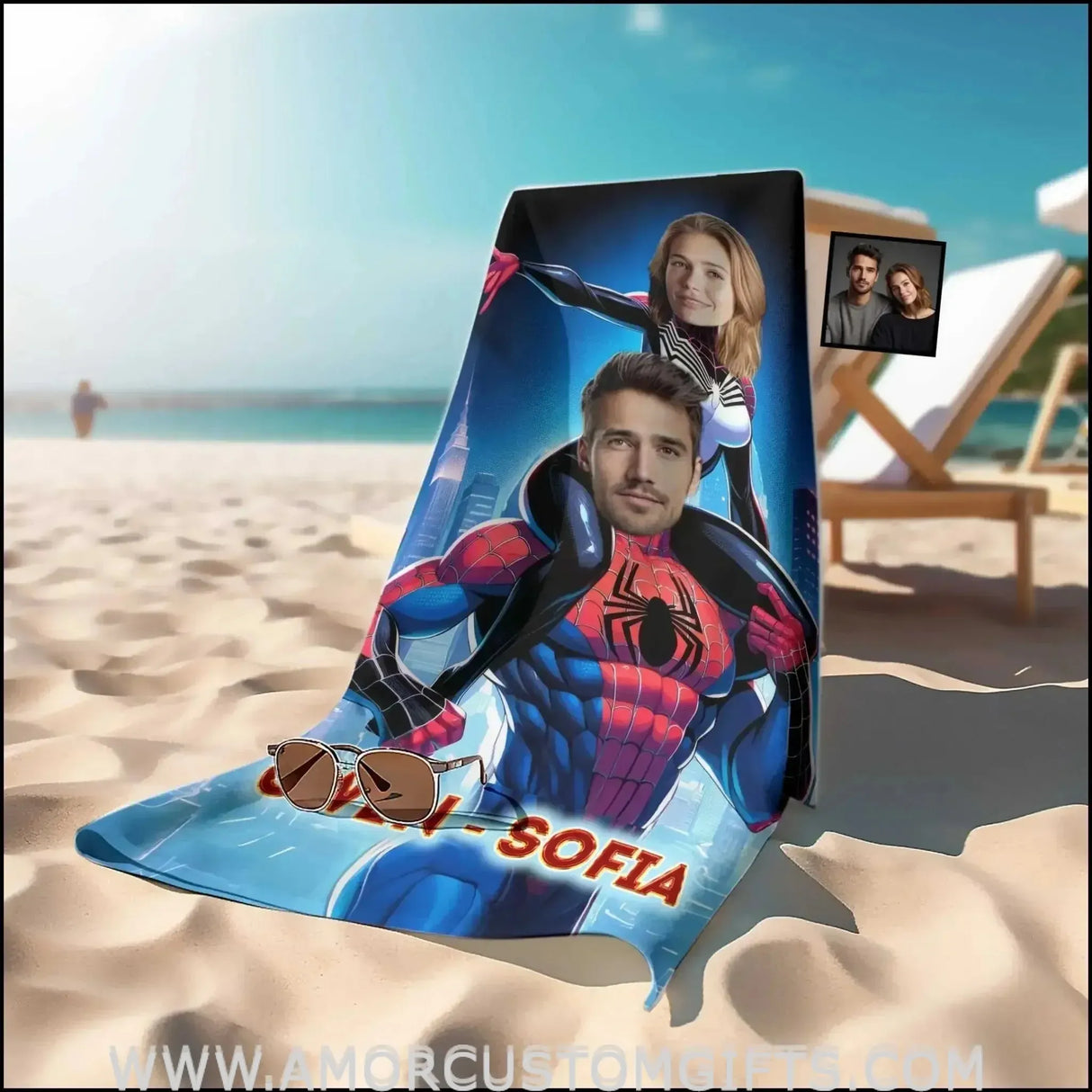 Towels Personalized Valentine's Day Superhero Spiderman & Spider Girl Couple Towel