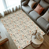 Mats & Rugs Personalized Vintage Floral Beige Earthy Botanical 3 Rug | Pattern Checker Thin Area Rug , Floormat