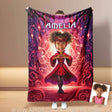 Blankets Personalized Witch Girl Wanda 3 Photo Blanket | Custom Face & Name Blanket For Girls