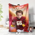 Blankets Personalized WS Football Commanders Boy Blanket | Custom Face & Name Football Boys Blanket