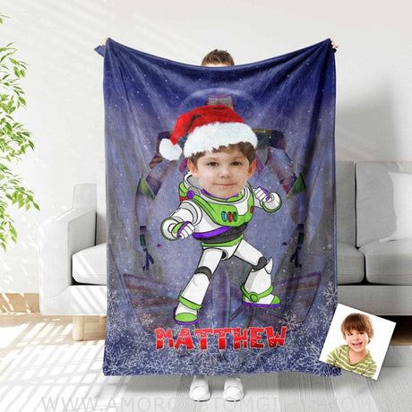 Blankets Personalized Xmas Buzz Lightyear Blanket | Custom Christmas Blanket For Boys
