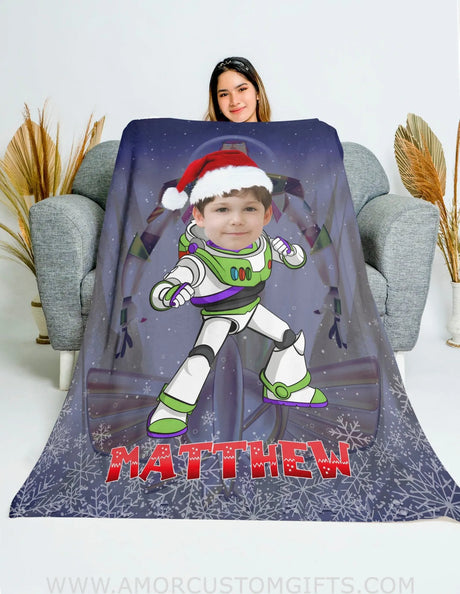 Blankets Personalized Xmas Buzz Lightyear Blanket | Custom Christmas Blanket For Boys