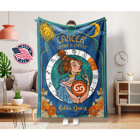 Blankets Personalized Zodiac Sherpa Blanket - Choose Your Sign Custom Name Horoscope Astrology Blanket - Constellation Star Decor and Gifts