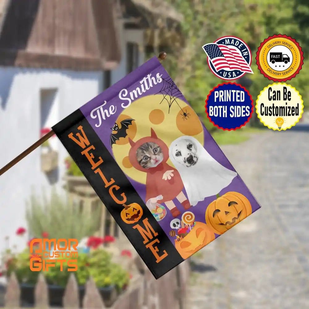 Yard Signs & Flags Pet Lovers - Halloween Welcome Pet Flag - Personalized Flag