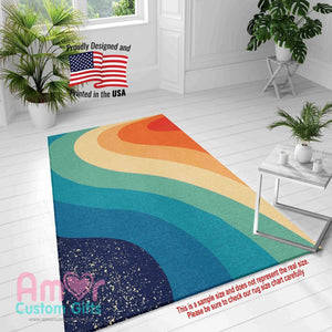 Mats & Rugs Rainbow Groovy Abstract Retro 70s 80s Sparkles Effect Rugs | Retro Groovy Abstract Home Carpet, Mat, Home Decor