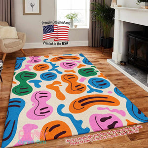 Mats & Rugs Retro Colorful Face Rugs | Retro Colorful Face Home Carpet, Mat, Home Decor