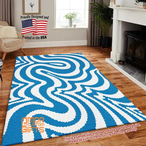 Mats & Rugs Retro Groovy Twirl Area Rugs | Abstract Twist Pattern Rug | Vintage Psychedelic Pattern Carpet, Mat, Home Decor