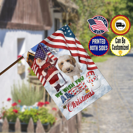 Yard Signs & Flags Santa Dog - We Wish You Ameri Christmas Flag - Personalized Flag