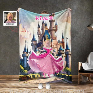 Blankets Sleeping Beauty 2 Blanket Custom Face & Name | Custom Face & Name Girl Princess Aurora Blanket