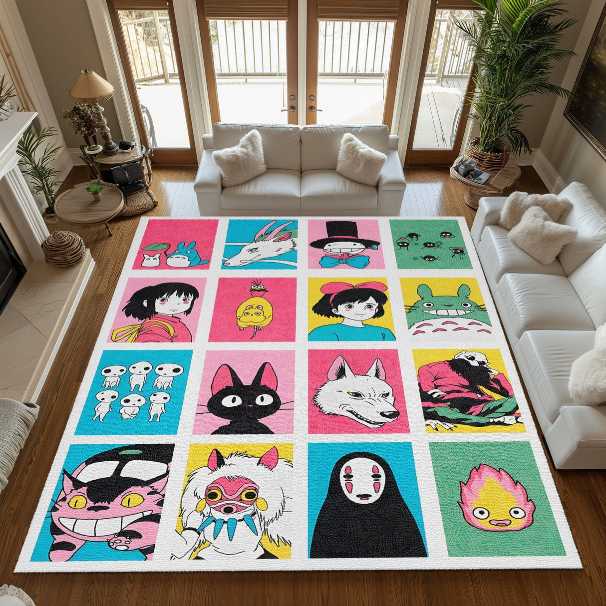Mats & Rugs Custom Ghibli Low Pile Rug | Personalized Studio Ghibli Thin Area Rug , Floormat - Anime Lover Gifts