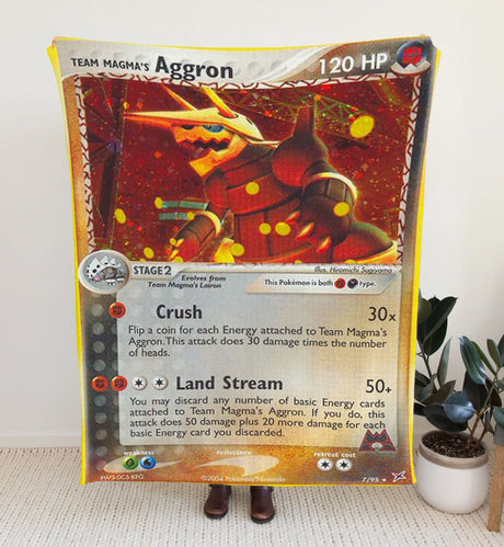 Team Magma’s Aggron Ex Series Blanket | Custom Pk Trading Card Personalize Anime Fan Gift