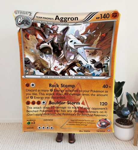 Team Magma’s Aggron Xy Series Blanket | Custom Pk Trading Card Personalize Anime Fan Gift