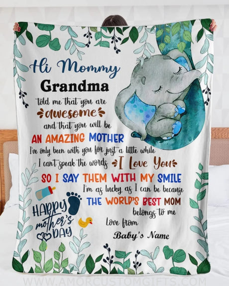 Blanket To My Mom Blanket, Mommy To Be Elephant Cute Fleece Blanket, Mother's Day Blanket, Blanket For Mom From Daughter