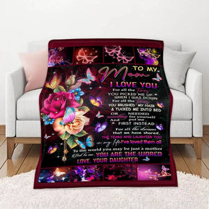 Blanket To My Mom Fleece Blanket from Daughter, Birthday Gifts for Mom Her Mother's Day Presents, Mom Gift Ideas for Mom, Women