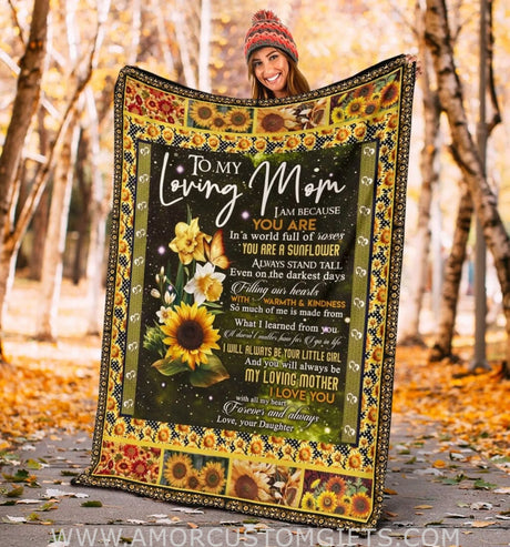 Blanket To My Mom In The World Full Of Roses You Are A Sunflower Fleece Blanket - Mother and Daughter - Mother's Day Gifts