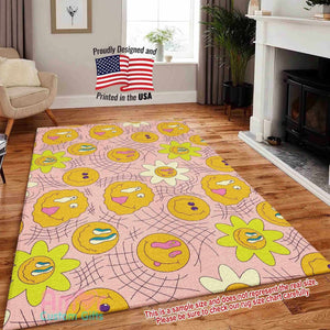 Mats & Rugs Trippy Smile Daisy Rugs | Trippy Smile Daisy Rug Area Rug | Trippy Smile Daisy Home Carpet, Mat, Home Decor