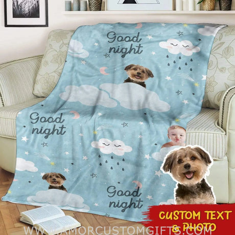 Blankets Upload Photo Goodnight Dog Blanket HN590