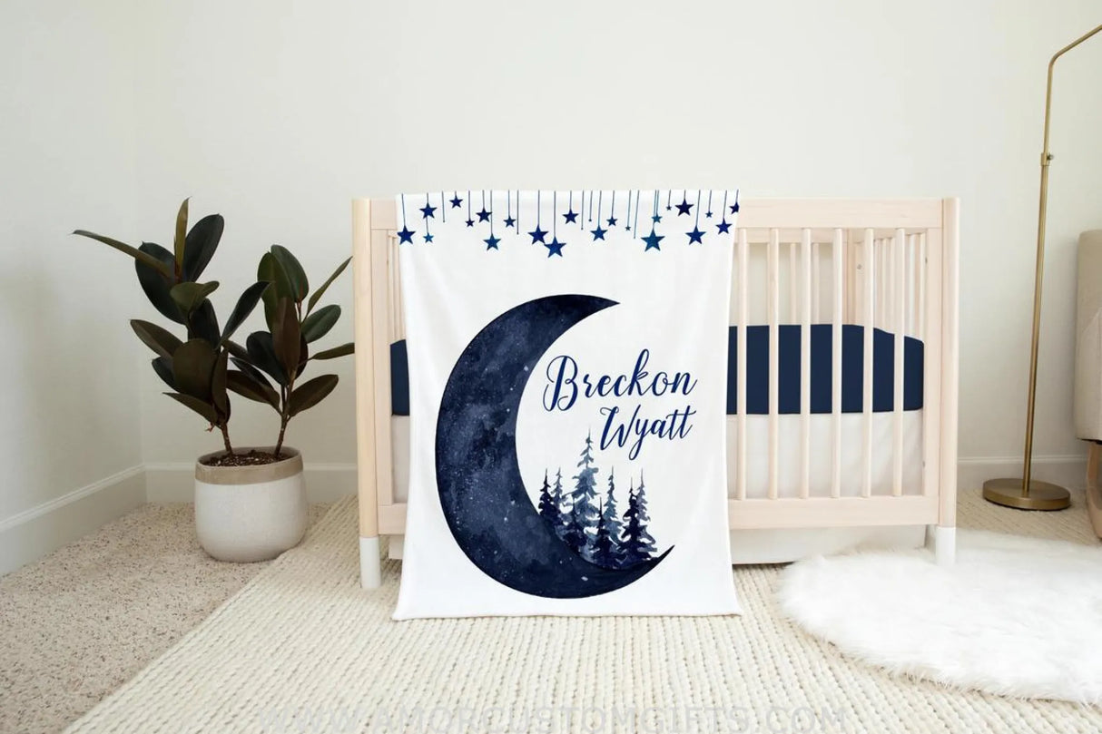 Blankets Baby Blanket, Personalized Moon and Stars Baby Blanket, Newborn Coming Home Blanket