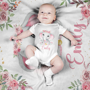 Blankets USA MADE Baby Blankets for Girls - Elephant Baby Blanket, Best Gift for Baby, Newborn, New Mom
